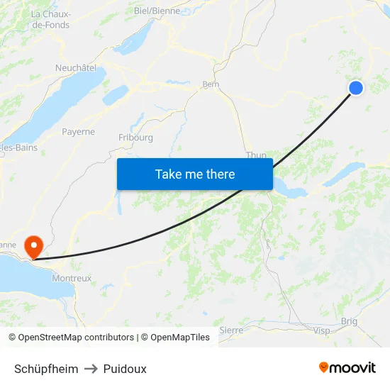 Schüpfheim to Puidoux map