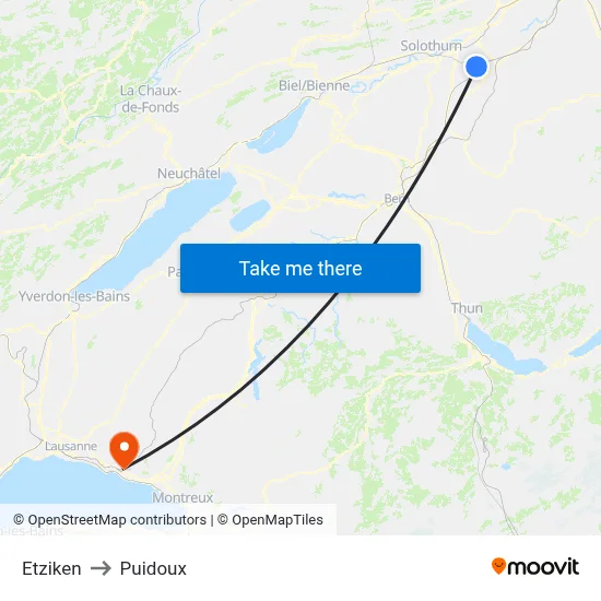 Etziken to Puidoux map