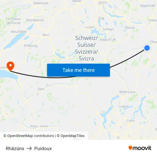 Rhäzüns to Puidoux map