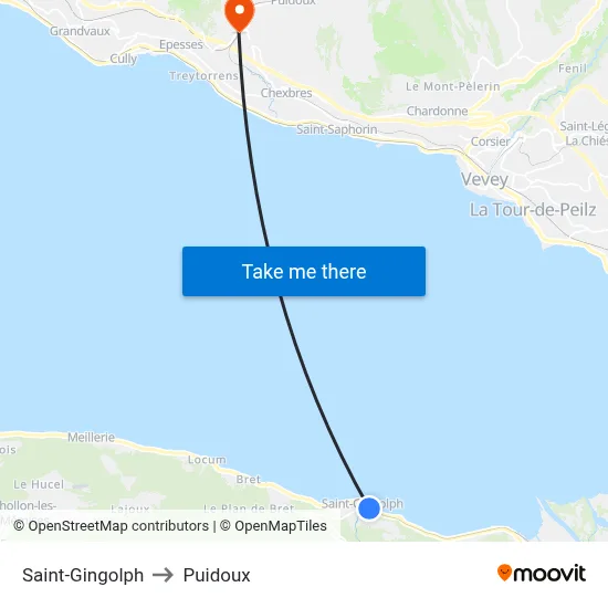 Saint-Gingolph to Puidoux map