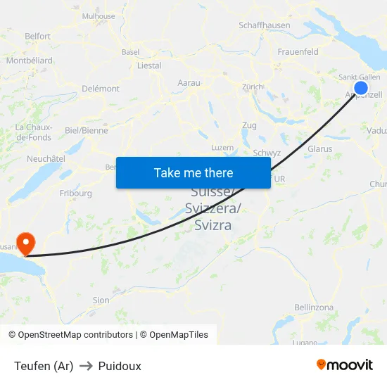 Teufen (Ar) to Puidoux map