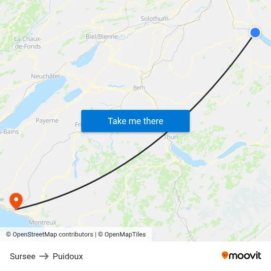 Sursee to Puidoux map