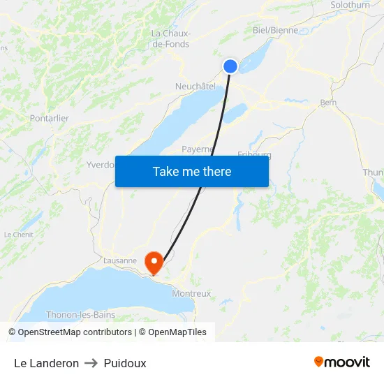 Le Landeron to Puidoux map