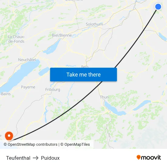Teufenthal to Puidoux map