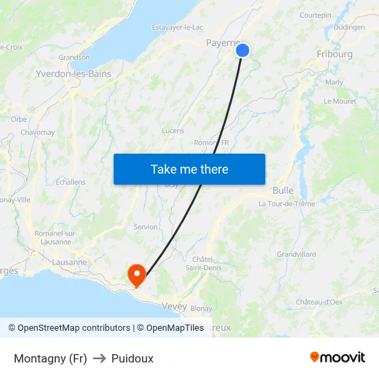 Montagny (Fr) to Puidoux map