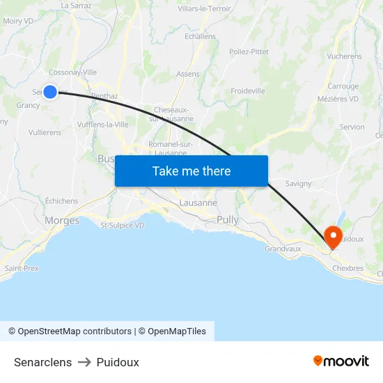Senarclens to Puidoux map