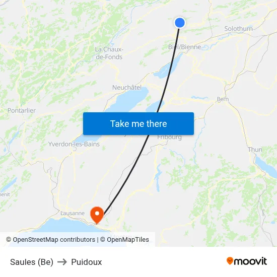 Saules (Be) to Puidoux map