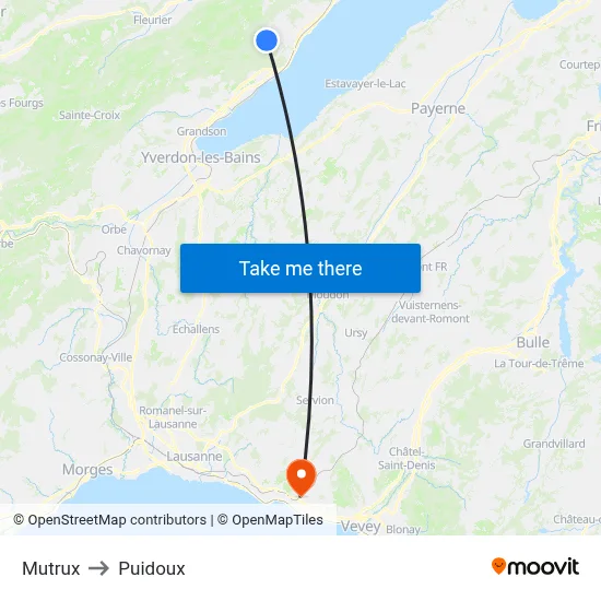 Mutrux to Puidoux map
