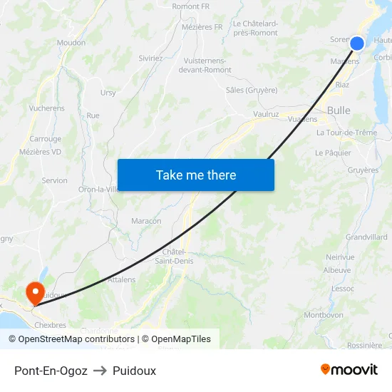 Pont-En-Ogoz to Puidoux map