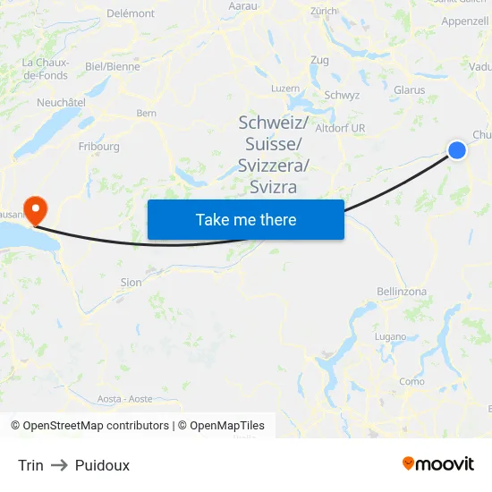 Trin to Puidoux map