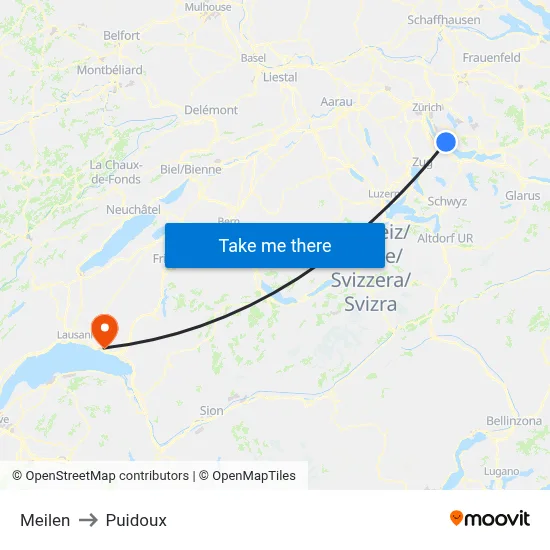 Meilen to Puidoux map