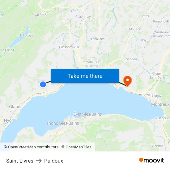 Saint-Livres to Puidoux map