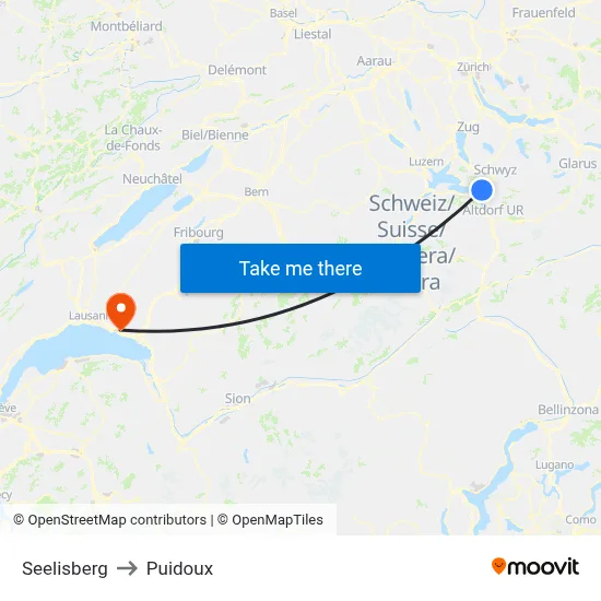 Seelisberg to Puidoux map