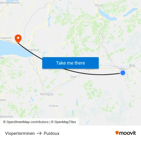 Visperterminen to Puidoux map