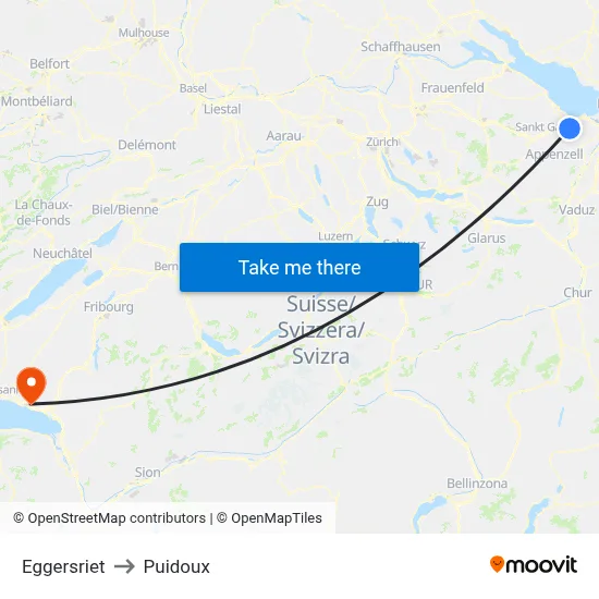 Eggersriet to Puidoux map