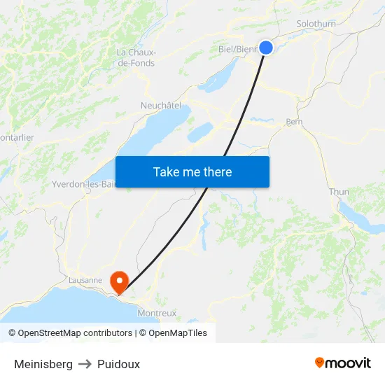 Meinisberg to Puidoux map