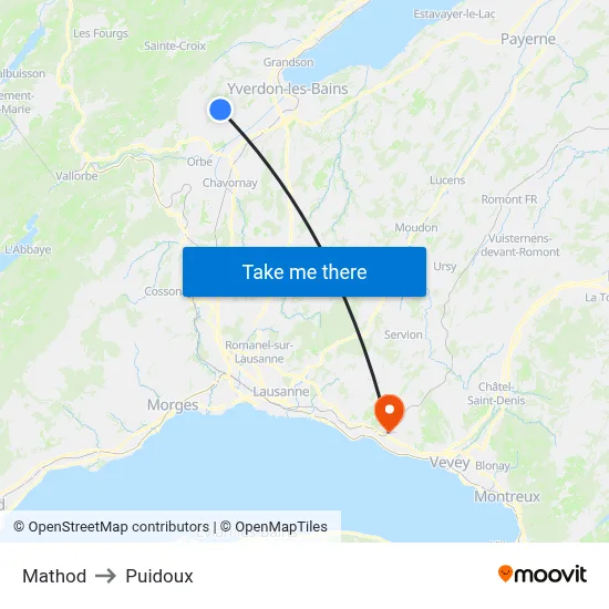 Mathod to Puidoux map