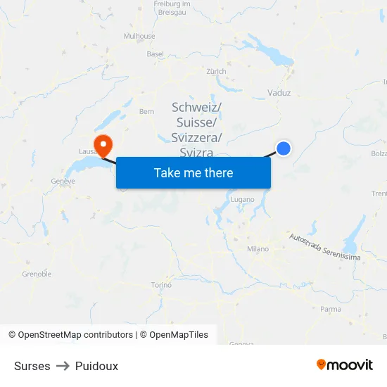 Surses to Puidoux map