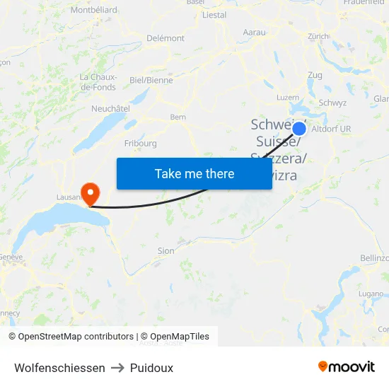 Wolfenschiessen to Puidoux map
