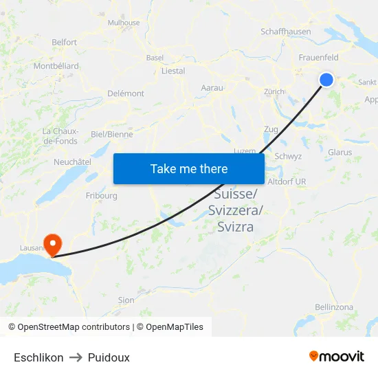 Eschlikon to Puidoux map