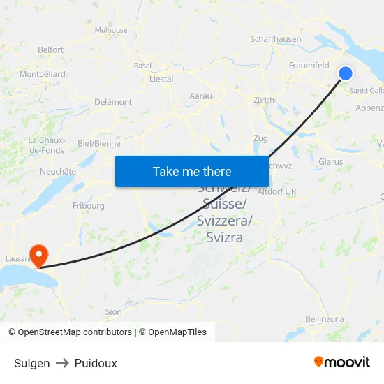 Sulgen to Puidoux map
