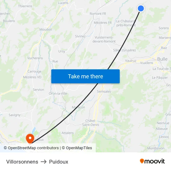 Villorsonnens to Puidoux map