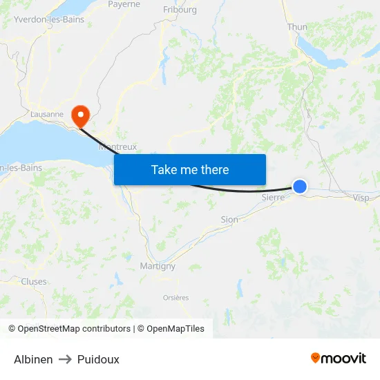 Albinen to Puidoux map