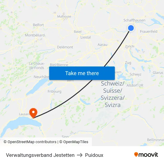 Verwaltungsverband Jestetten to Puidoux map
