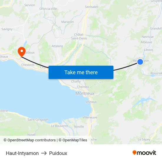 Haut-Intyamon to Puidoux map