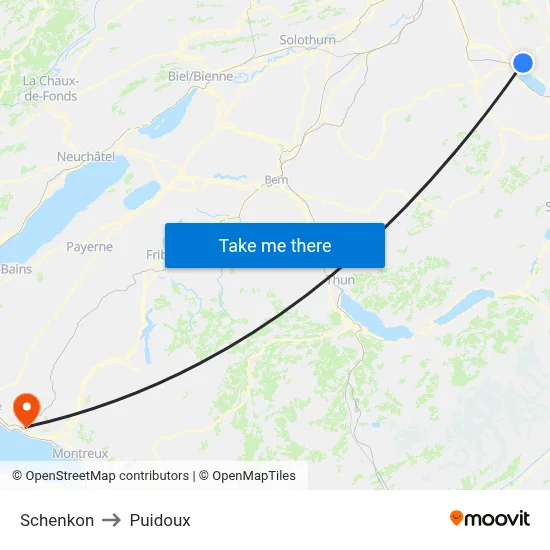 Schenkon to Puidoux map
