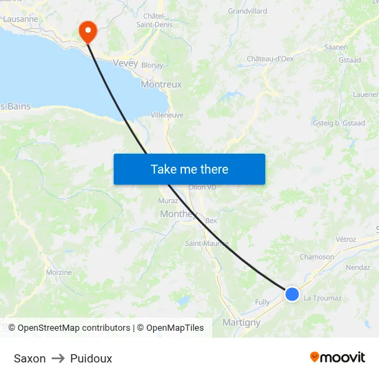 Saxon to Puidoux map