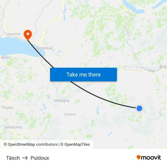 Täsch to Puidoux map