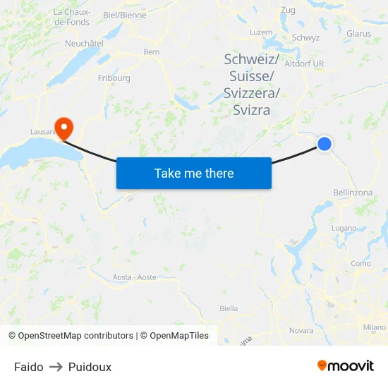 Faido to Puidoux map