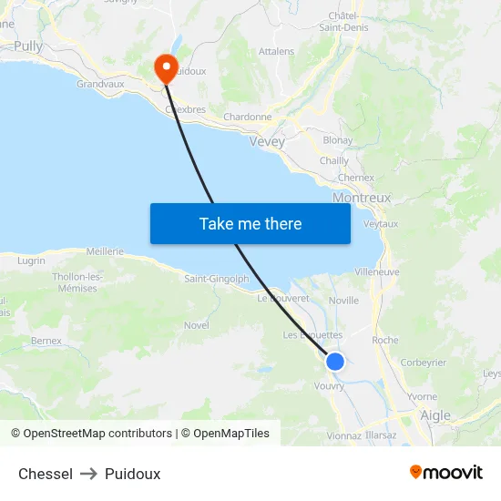 Chessel to Puidoux map
