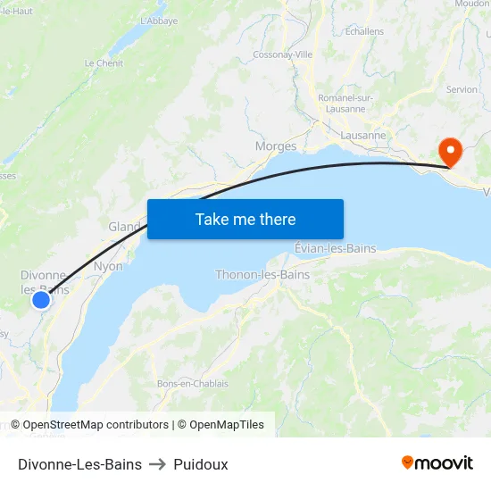 Divonne-Les-Bains to Puidoux map