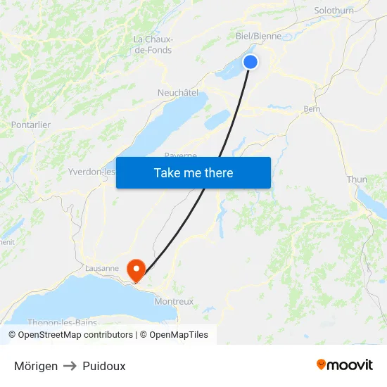 Mörigen to Puidoux map