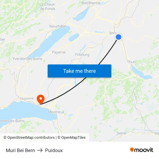 Muri Bei Bern to Puidoux map