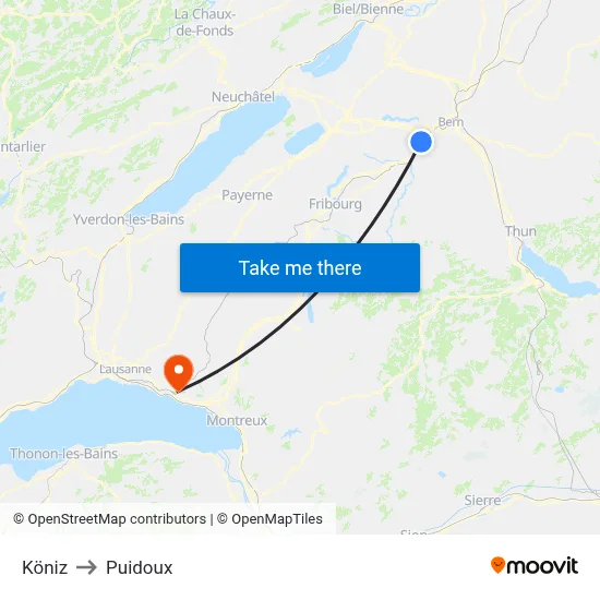 Köniz to Puidoux map
