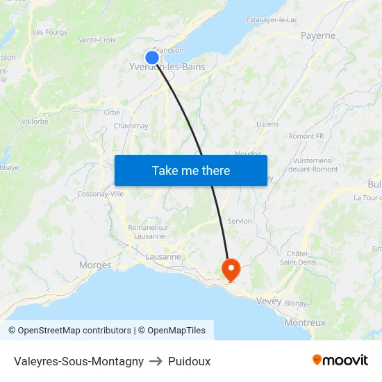Valeyres-Sous-Montagny to Puidoux map
