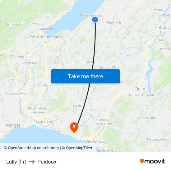 Lully (Fr) to Puidoux map