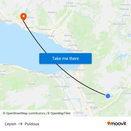 Leysin to Puidoux map