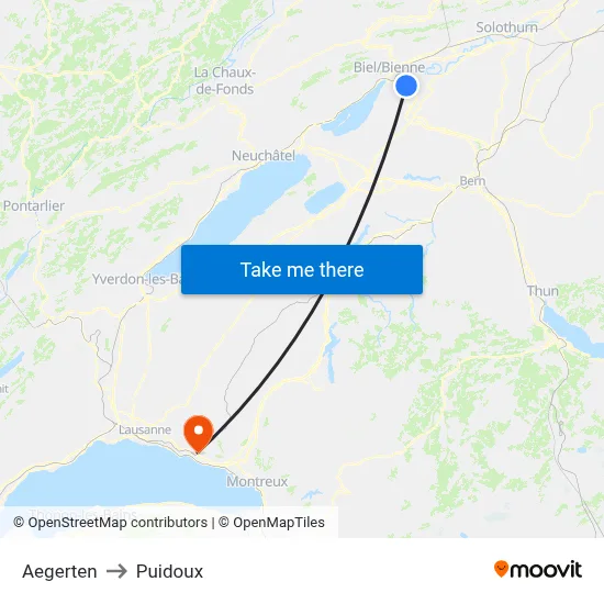 Aegerten to Puidoux map