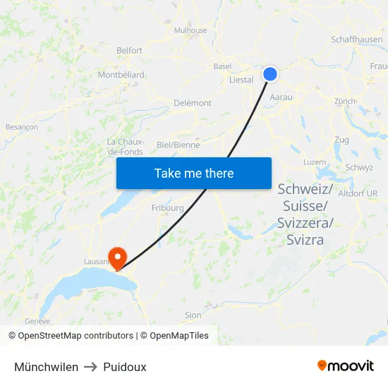 Münchwilen to Puidoux map