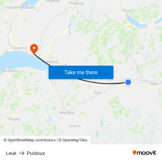 Leuk to Puidoux map