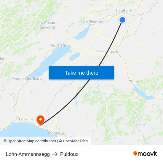 Lohn-Ammannsegg to Puidoux map