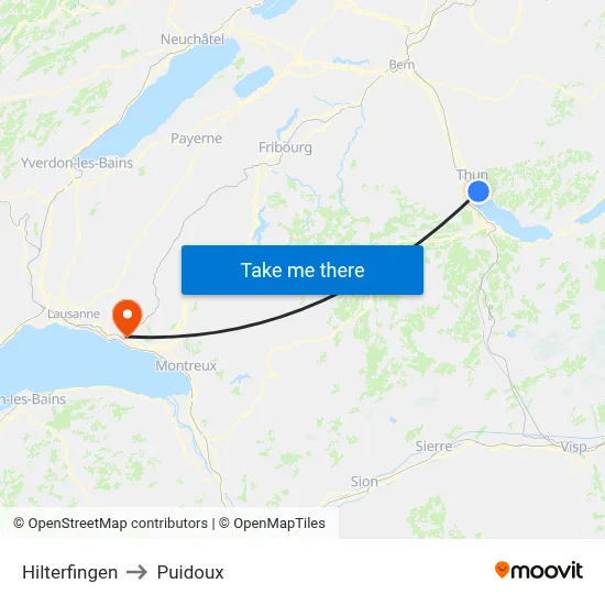 Hilterfingen to Puidoux map