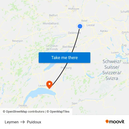 Leymen to Puidoux map