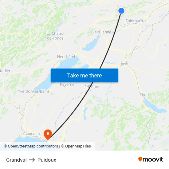 Grandval to Puidoux map