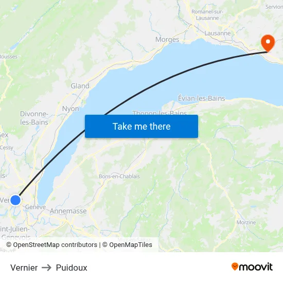 Vernier to Puidoux map