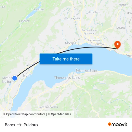 Borex to Puidoux map